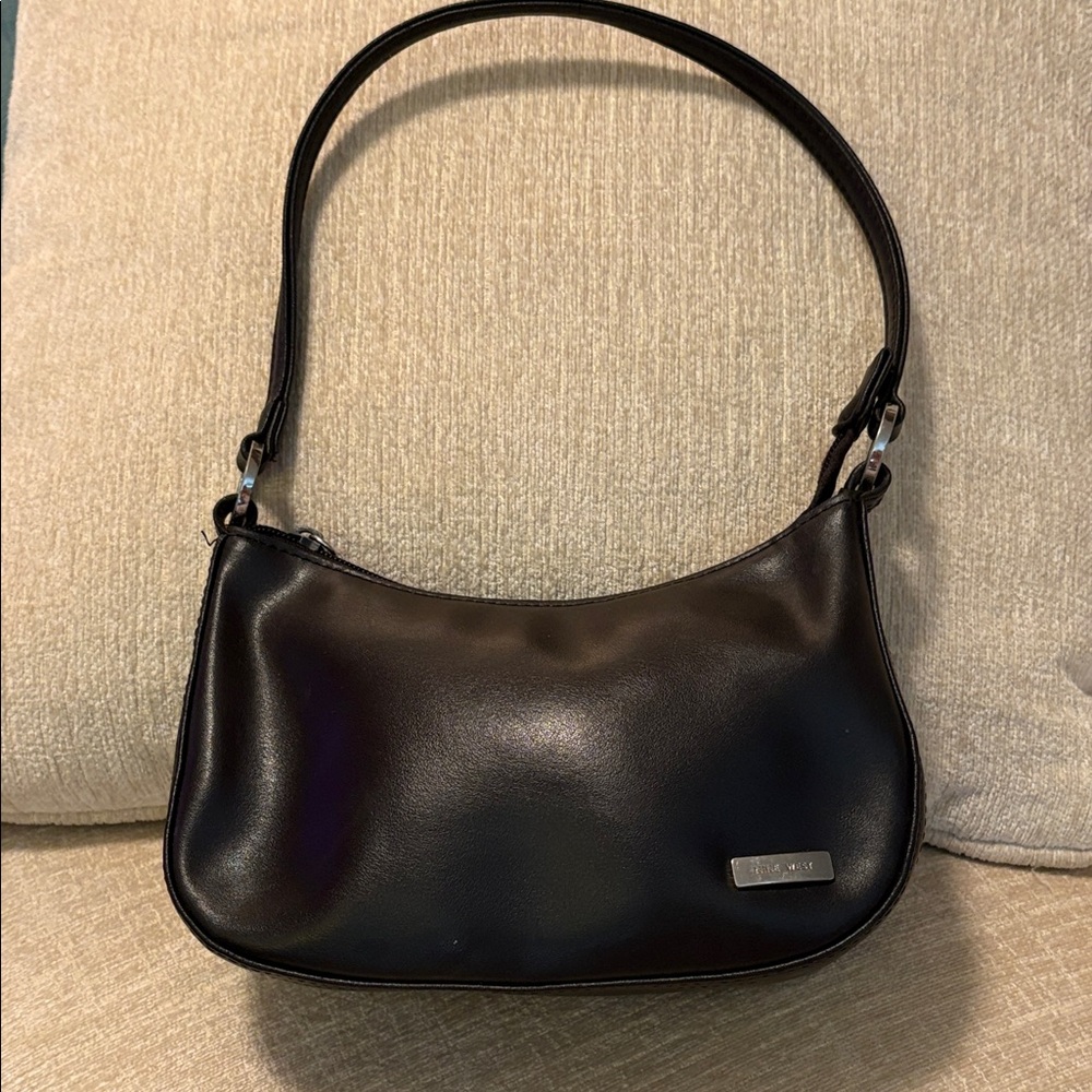 Nine West Classic Black Shoulder Bag with an attachable crossbody strap.